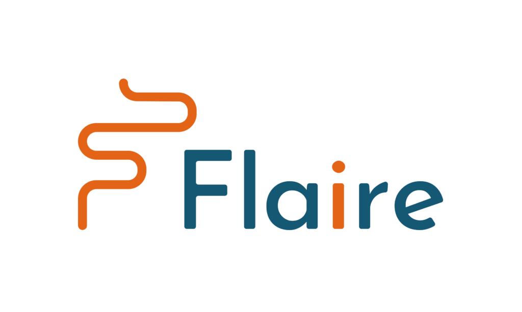 Flaire logo kiehkuralla muodostaa uniikin tunnuksen